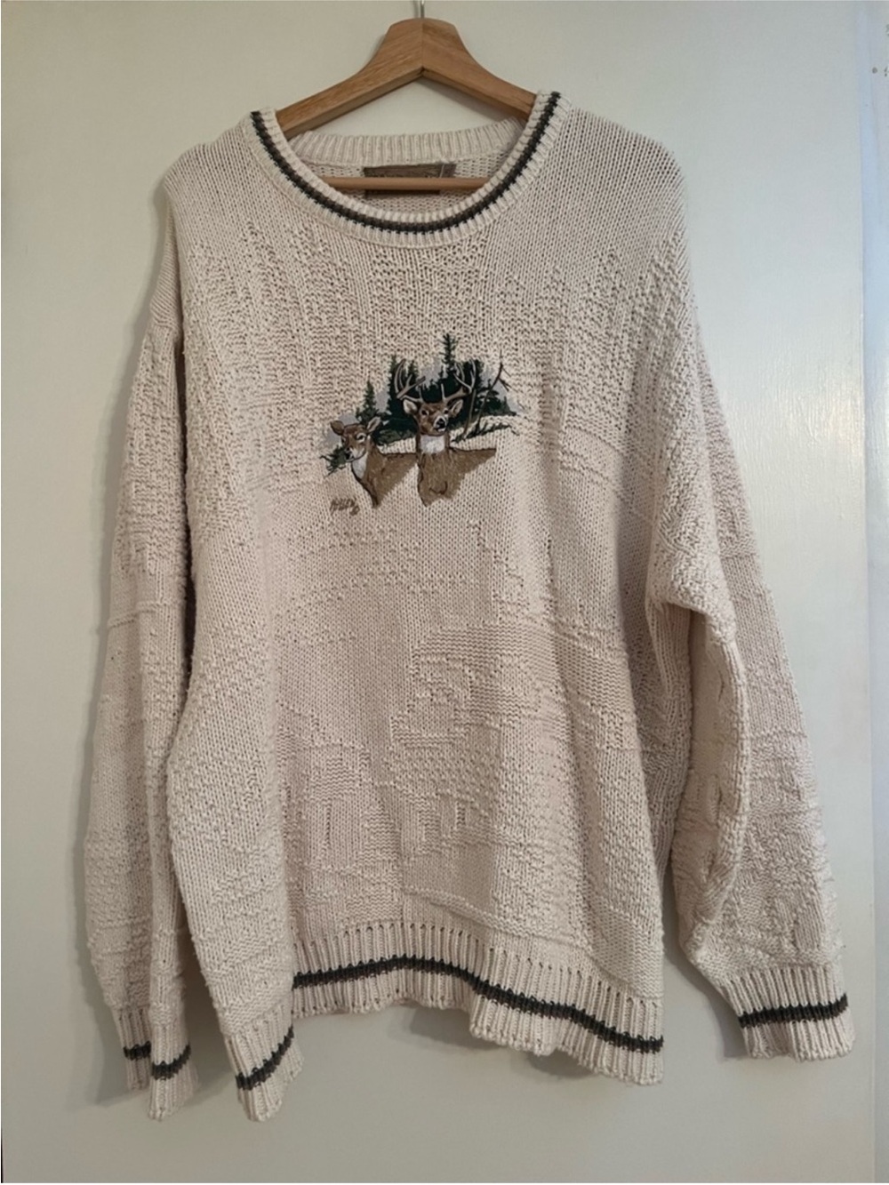 Vintage Shenandoah 100% Cotton Deer Embroidered Crewneck Sweater Men’s XL